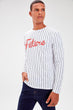 White Men Cycling Collar Long Sleeve Stripe T-Shirt New