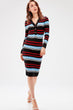 Multicolour Stripe Button Detail Sweater Dress