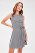 Gray Button Belted Dress