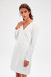 White Long Sleeve V-collar Casual Dress