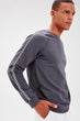 Anthracite Men Long Sleeve Cycling Collar Stripe New Sweatshirt