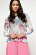 Women O-neck Thin Flowers Print Tops