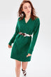 Green V-Neck Sweater Dress