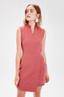 Color Rose Sheer Neckline Dress