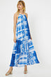 Women 'S Blue Halter Sleeveless Maxi Dress