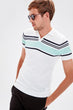 White Men Panelled Wacky Polo Neck Sweater T Shirt New