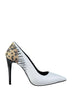 White Zebra And Leopard Detail Women Heels Shoes