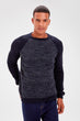 Navy Blue Men 'S Pattern Bike Collar Sweater New