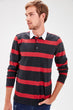 Burgundy Men 'S Striped Polo Collar T-Shirt