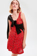 Red Flower Patterned Knitted Dress