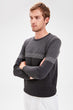 Black Male Line Panelli Bike Collar Sweater Sweater