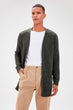 Khaki Men 'S Long Cardigan