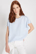 Women Blue Bike Collar Short Sleeve Blouse