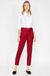 Women Burgundy Normal Waist Button Detailed Narrow Cut Pants