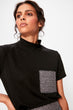 Black Pocket Detail Knitted Blouse