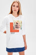 White Printed Knitted Sweatshirt