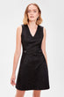 Black Button Detail Jacquard Dress