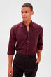 Burgundy Men 'S Button Collar Cotton Slim Fit New Shirt