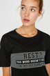 "Women 'S Black Lettering Printed T Shirt "