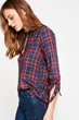 Women Navy Plaid Blouse