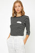 Women White Striped T-Shirt