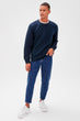 Navy Blue Men 'S Bike Collar Long Sleeve Ottoman New Sweatshirt
