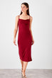 Burgundy Funnel Collar Knitted Dress