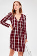 Burgundy Plaid Dress