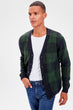 Green Male Plaid Cardigan