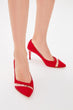 Red Transparent Detailed Suede Women 'S Heels Shoes