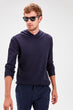 Navy Blue Men 'S Long-Sleeved Hooded Kangaroo Pocket New Sweatshirt