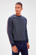 Navy Blue Men 'S Long Sleeve Cycling Collar Stripe New Sweatshirt