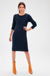 Navy Knit Pattern Sweater Dress