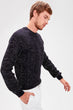 Navy Blue Men 'S Raglan Sleeve Bike Collar Sweater