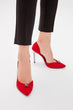 Red Suede Women 'S Heels Shoes