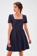 Navy Blue Square Collar Dress