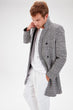 Gray Male Plaid Front Buttoned Coat New