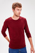 Burgundy Men 'S Bike Collar Long Sleeve Basıc New T-shirt