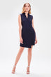 Navy Blue Sheer Neck Dress