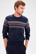 Navy Blue Men 'S Bike Collar Sweater