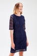 Navy Blue Ruched Dress