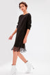 Black Lace Detail Sweater Dress