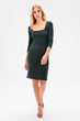 Green Square Collar Knitted Dress