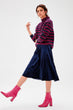 Navy Blue Velvet Knitted Skirt