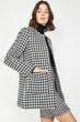 Women Black Pocket Detail Patterned Coat
