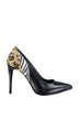 Black Zebra And Leopard Detail Women Heels Shoes