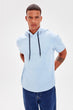 Blue Men 'S Hooded Kangaroo Pocket Short-Sleeved New Sweatshirt