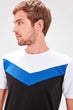 White Men Cycling Neck Short Sleeve Paneled T-Shirt
