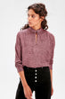 Burgundy Sheer Neckline Knitted Blouse