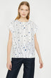 Women Blue Collar Short Sleeve Polka Dot Bluz